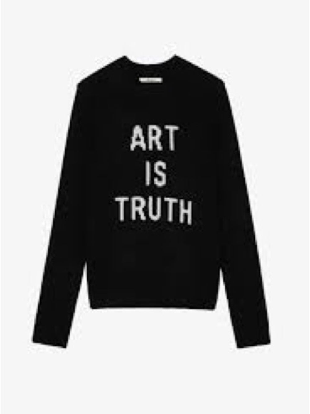 Zadig & Voltaire Black Crewneck Sweater with White 'ART IS TRUTH' Graphic